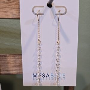 Gold and Silver Dangle Earrings with Crystal Accents